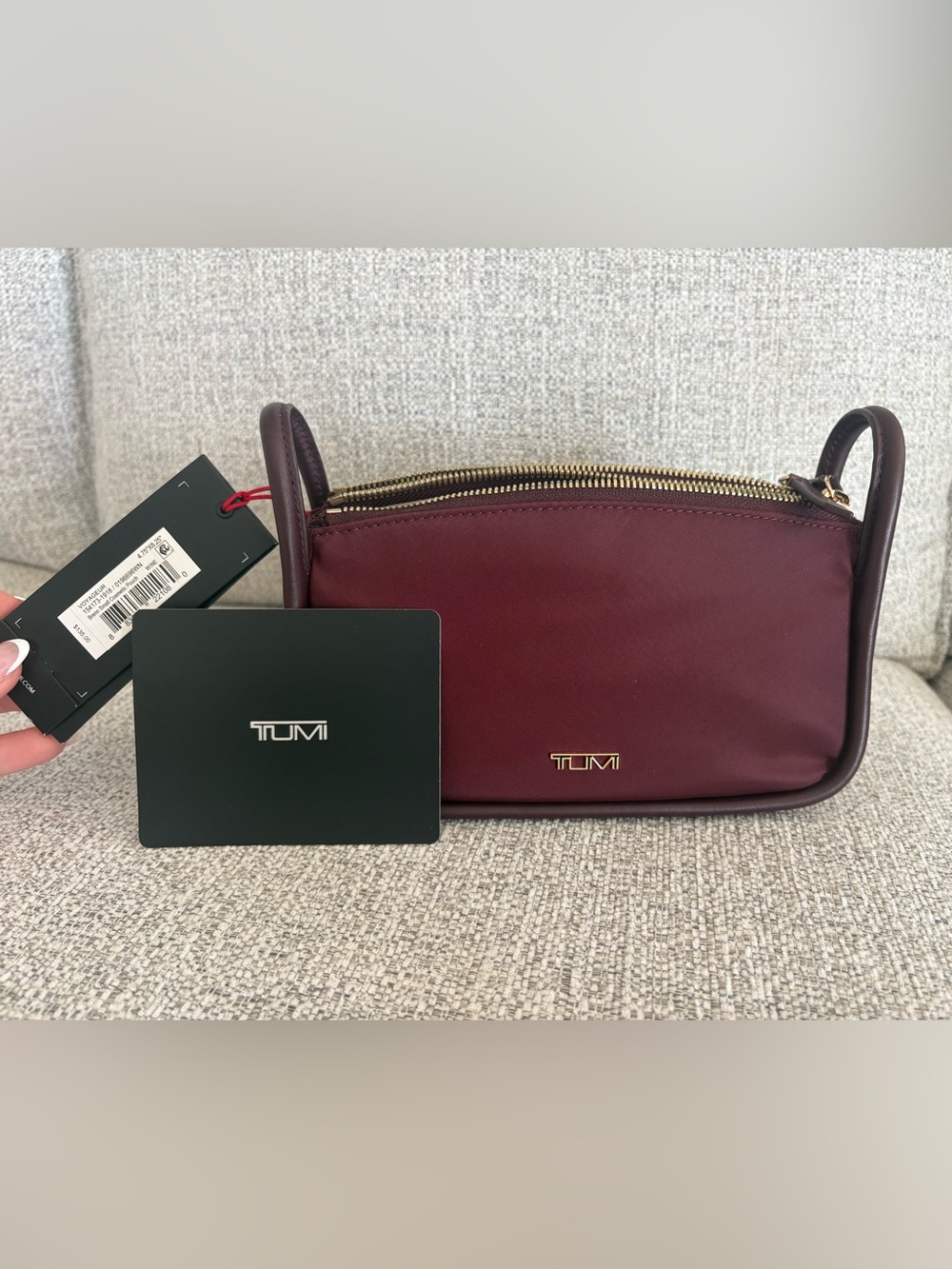 Tumi Voyageur Wine and Gold Bag